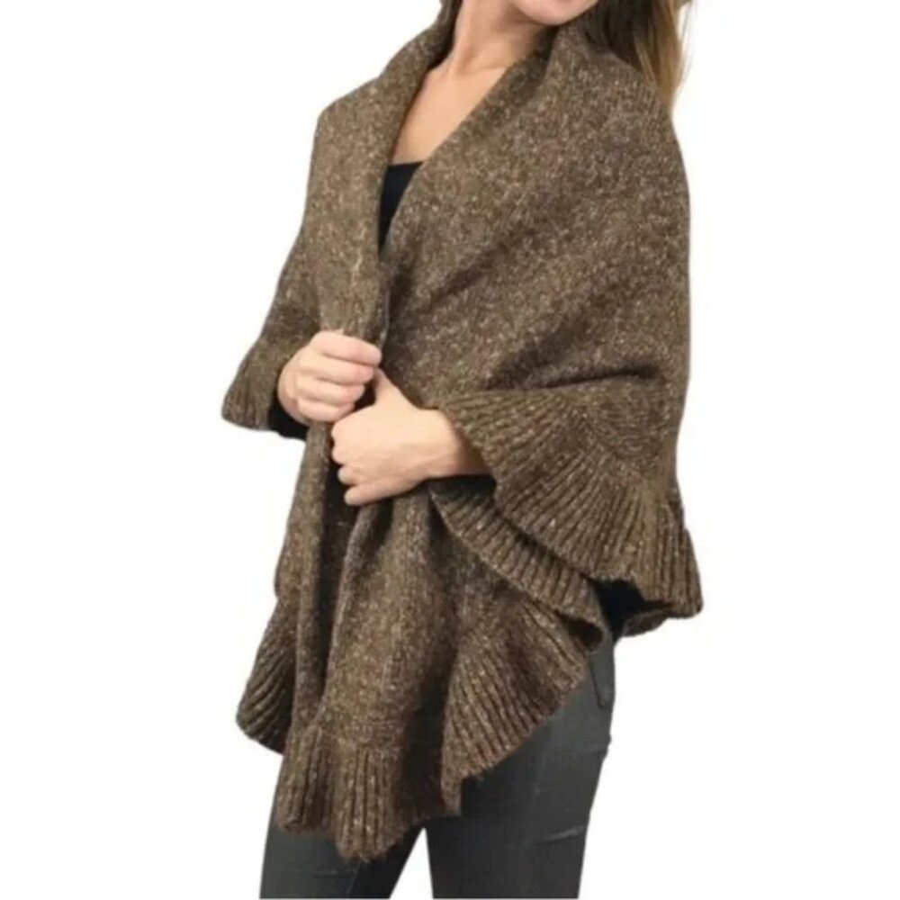 CAbi Brown Knit Wrap Shawl